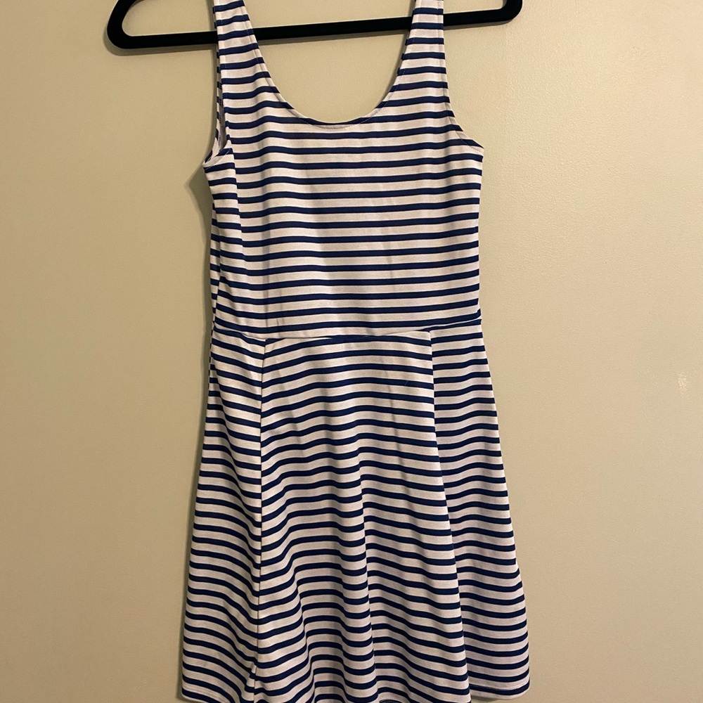 H&M Divided Navy and White Striped Top